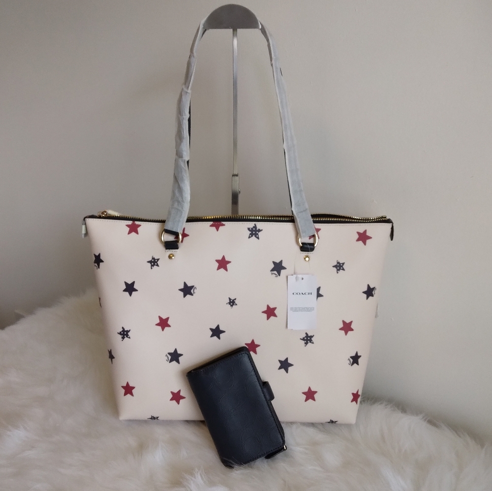 SOLD NWT Star Americana Coach Gallery Tote Bag with Matching Wallet SET - Picture 5 of 11
